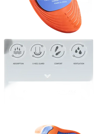 Shoe insole features and sizes.