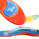 Orange and blue shoe insole.