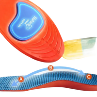 Orange and blue shoe insole.