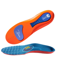 Orange and blue arch support insoles.