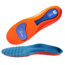 Orange and blue shoe insoles.