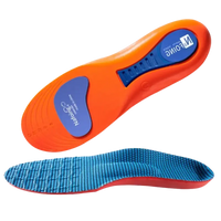 Orange and blue shoe insoles.