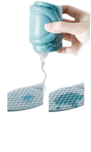 Absorbent turquoise cleaning sponge.