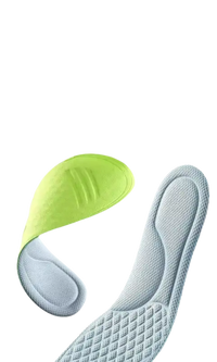 Deodorizing shoe insoles with foot massage.