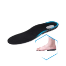 Black shoe insole with blue accents.
