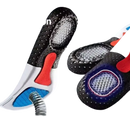 Shock-absorbing shoe insoles with spring.
