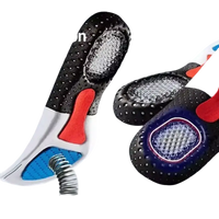 Shock-absorbing shoe insoles with spring.