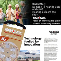 Hearing Aid Batteries 60 PCS Rayovac PEAK 1.45V High Performance 312 312A A312 PR41. Battery For BTE CIC RIC OE Hearing