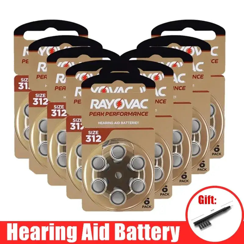 Hearing Aid Batteries 60 PCS Rayovac PEAK 1.45V High Performance 312 312A A312 PR41. Battery For BTE CIC RIC OE Hearing