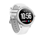 Heart Rate Blood Pressure Monitoring Sport Step Counting Watch - Silver Silicone Strap - Smartwatch