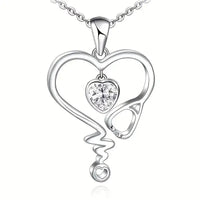 Heartbeat Elegance: ECG Necklace for Women - White