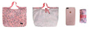 Reusable shopping bags and a phone.