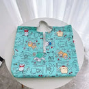 Turquoise cartoon character tote bag.