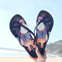 Printing Slippers Women’s Flip Flops Herringbone Slipper Clip Foot Beach Slides Soft Sole Platform Flip Flops Non Slip