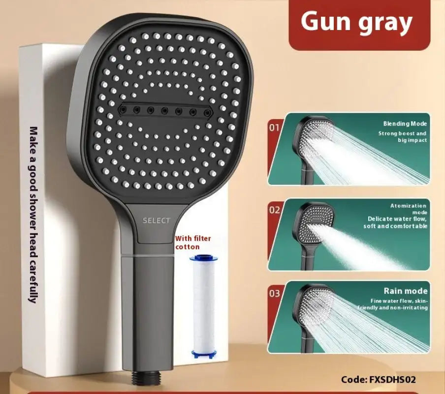 SqPower Shower Nozzle - High Pressure - Gun Gray Hand Spray
