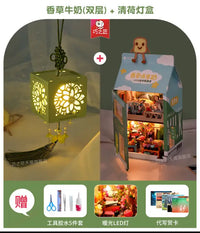 Cottage Glow: DIY Mini Milk Carton Lamp Kit ✨🏡 - Double Layer Vanilla Mint