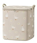 Goose and daisy patterned storage bin.