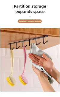 1pc wrought iron cabinet with 6 hooks nail free and diamond free easy installation multi scene storage neat storage