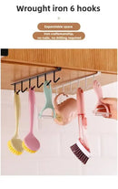 1pc wrought iron cabinet with 6 hooks nail free and diamond free easy installation multi scene storage neat storage