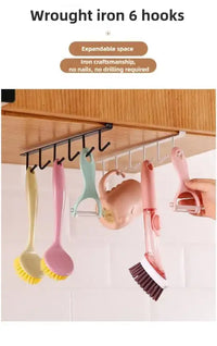 1pc wrought iron cabinet with 6 hooks nail free and diamond free easy installation multi scene storage neat storage