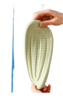Green textured sandal sole.