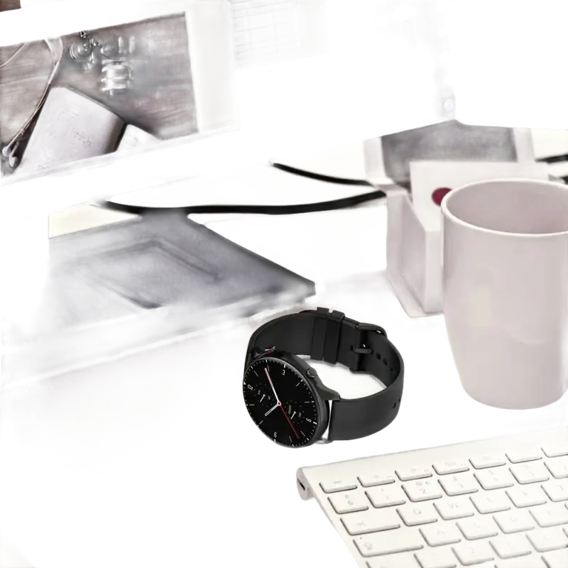 Black smartwatch with matching band.