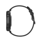 Black smartwatch with band size information.