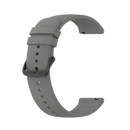 Gray silicone watch band with black buckle.