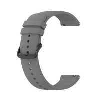 Gray silicone watch band with black buckle.