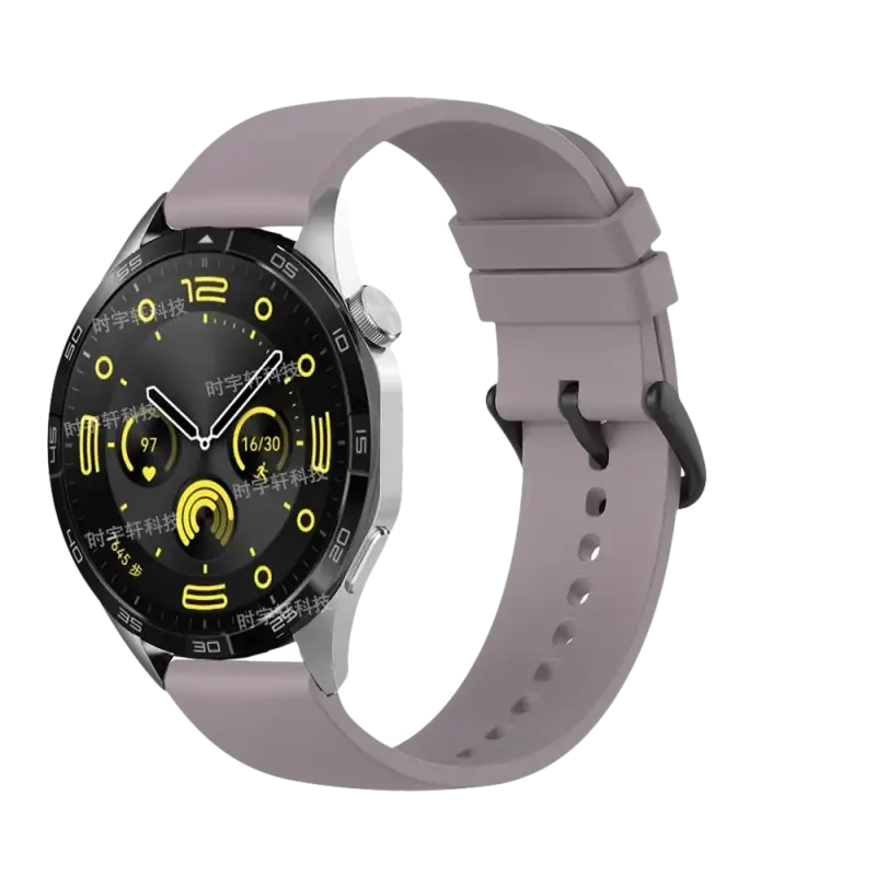 Smartwatch with lavender band.