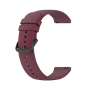 Maroon silicone watch band with black buckle.