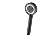 Black handheld shower head.
