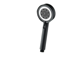 Black handheld shower head.