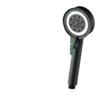 Black handheld shower head.