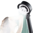 Black handheld shower head.