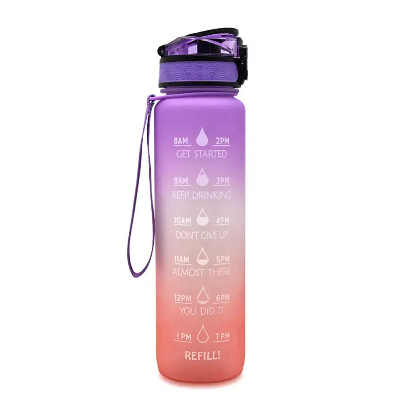 TimeBounce Motivational Water Bottle - Purple orange gradient / 1L