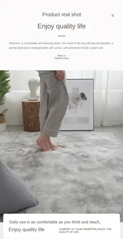 VIKAMA Hygge Haven Carpet High Pile Shag Carpet Non-Slip Cloud Flooring for Scandinavian Bedrooms and Gallery-Level Art