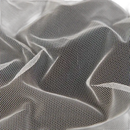 Crumpled white hexagonal mesh fabric.