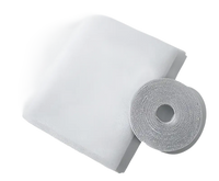 White mesh screen with hook-and-loop fastener roll.