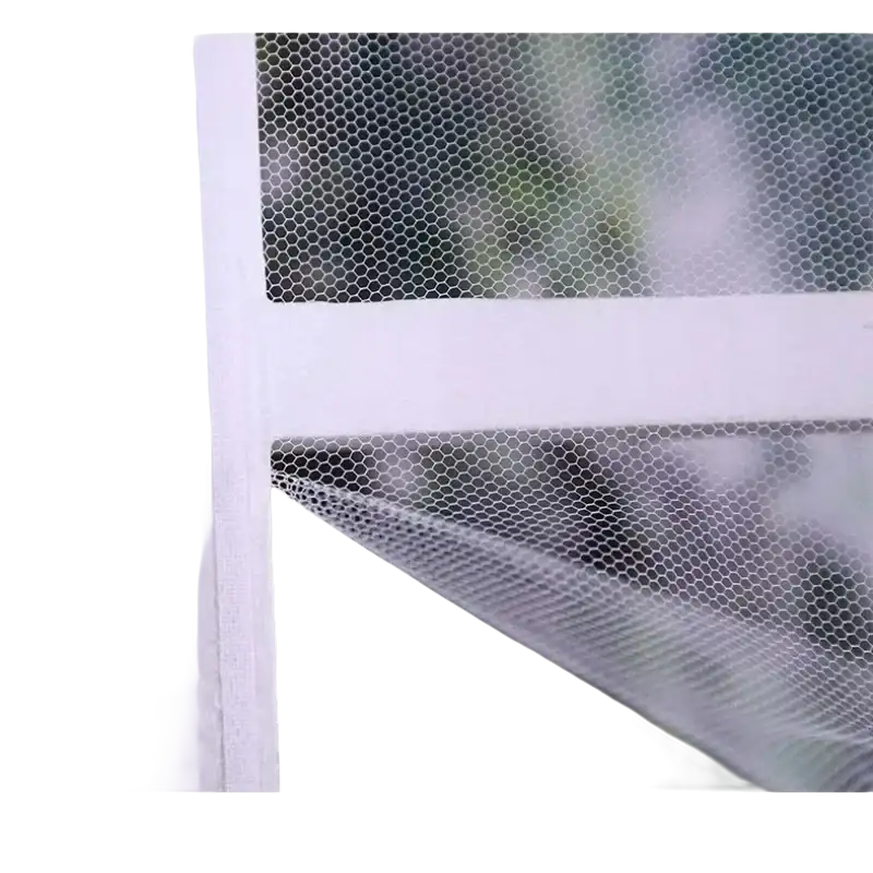 White hexagonal mesh screen.