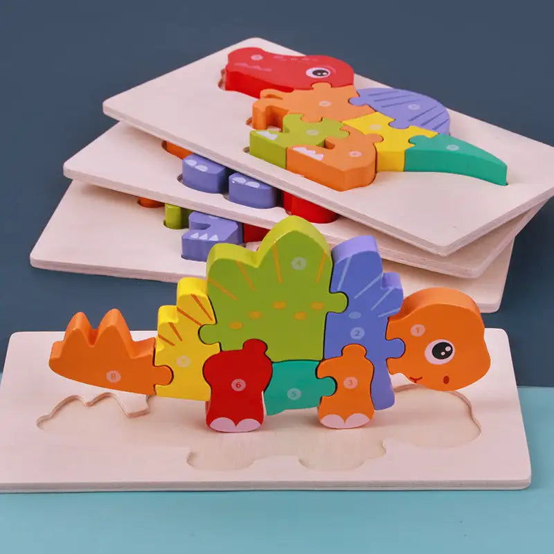 Jurassic Jigsaw Vibrant Colors Montessori 3D Wooden Fun Fine Motor Skills