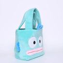 Turquoise plush fish tote bag.