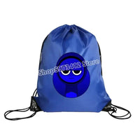 Blue drawstring backpack.