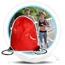 Red drawstring backpack.
