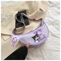 Lavender cartoon-themed shoulder bag.