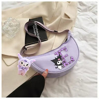 Lavender cartoon-themed shoulder bag.