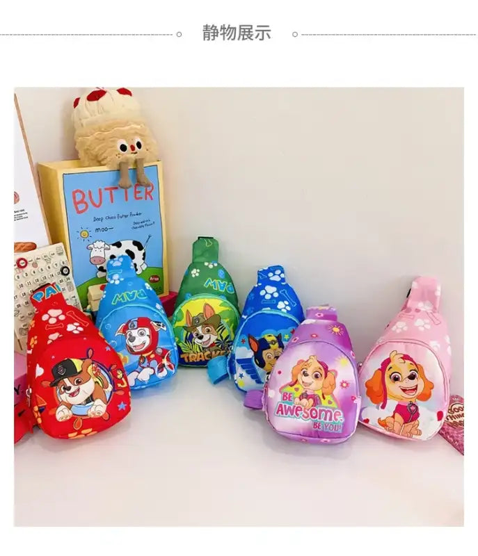 Paw Patrol character sling bags.