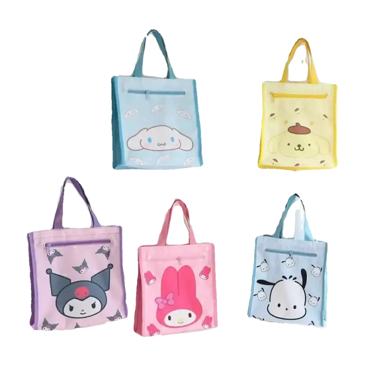 Cartoon character tote bags.