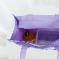 Open purple tote bag.