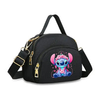 Black purse with Stitch graphic.